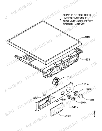 Взрыв-схема стиральной машины Castor CWM1000I - Схема узла Control panel and lid